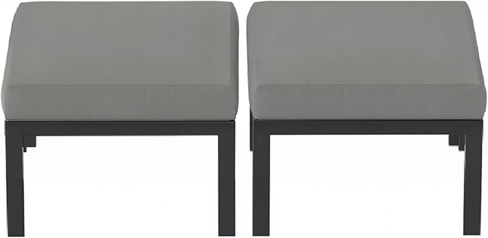 HOMREST Metal Outdoor Ottoman, 2-Piece Aluminum Footstool w/Removable Cushion...