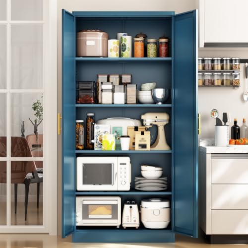BESFUR 71" Tall Metal Storage Cabinet with 2 Doors and 4 Adjustable Shel...