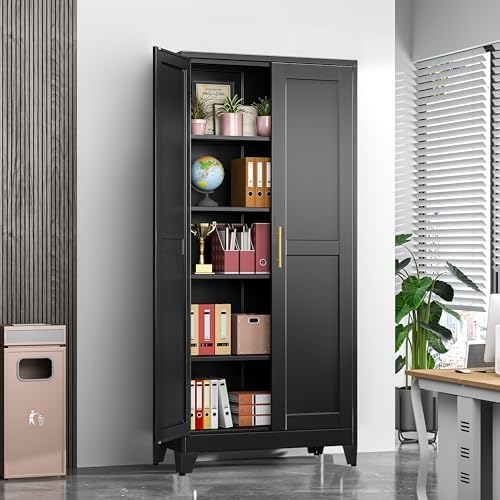 GAIOUS 71" Tall Metal Storage Cabinet with 2 Doors and 4 Adjustable Shel...