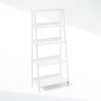 Furinno Ladder Display Shelf, 5-Tier Ladder Shelf, Standing Bookshelf, Display Storage Shelves, 13 x 23.6 x 53.5, for Living Room, Home Office, White