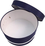 Sarah's Hat Boxes Classic Navy Hat Box – 21.5" x 11.5" (Dia. x Ht.) Handmade in USA – Odorless Non-Toxic Adhesive, Cording Handle – Premium Storage for Hats & Accessories