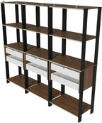 Madesa Kitchen Pantry Storage Rack with 6 Drawers and Open Shelves 82" L Multiuse Modular Cabinet for Kitchen Organization (Black/Brown)