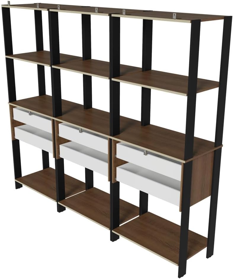 Madesa Kitchen Pantry Storage Rack with 6 Drawers and Open Shelves 82" L...