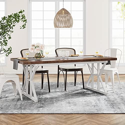 Tribesigns Farmhouse Dining Table for 6 People, 70.8-Inch Rectangular Wood Di...