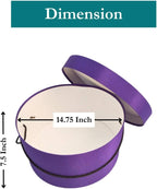 Sarah's Hat Boxes Classic Dark Purple Hat Box – 14.75" x 7.5" (Dia. x Ht.) Handmade in USA – Odorless Non-Toxic Adhesive, Cording Handle – Premium Storage for Hats & Accessories