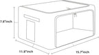 FHSQX 2 Pack Clothes Storage Bins Foldable Metal Frame Storage Box Linen Fabric Organizer Set with Carrying Handles and Clear Window (Black, 15.7x 11.8x 7.8Inch)