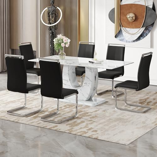 Dining Table Set for 6, Kitchen Table Chairs Set of 6, Modern Dining Room Set...