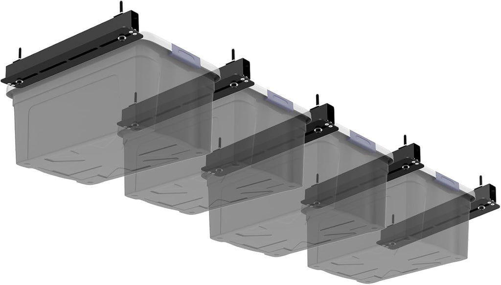 5 Pack Overhead Storage Rack, Ceiling Rack for Utility Bins Organization, Heavy Duty Garage Storage Supports Most Containers (for 4 Bins)