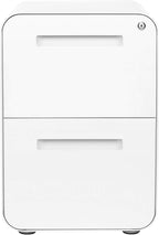 Laura Davidson Furniture Stockpile 2 Drawer Mobile File Cabinet with Lock - Under Desk Metal Filing Cabinet, Legal/Letter File Folders, Wheels and Stationary Feet, Pre-Assembled, White