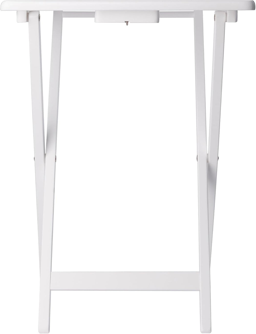 Winsome Alex Set of 2 Foldable Snack Tables, White | Easy to Store Small Port...