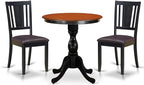 East West Furniture ESDL3-BCH-W 3 Piece Dinette Set for Small Spaces Contains a Round Dining Table with Pedestal and 2 Dining Chairs, 30x30 Inch, Black & Cherry