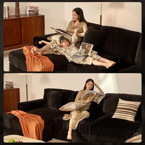 GOSUHI 139" U-Shaped Cloud Couch, Modular Sectional, Deep Seats, Black |...