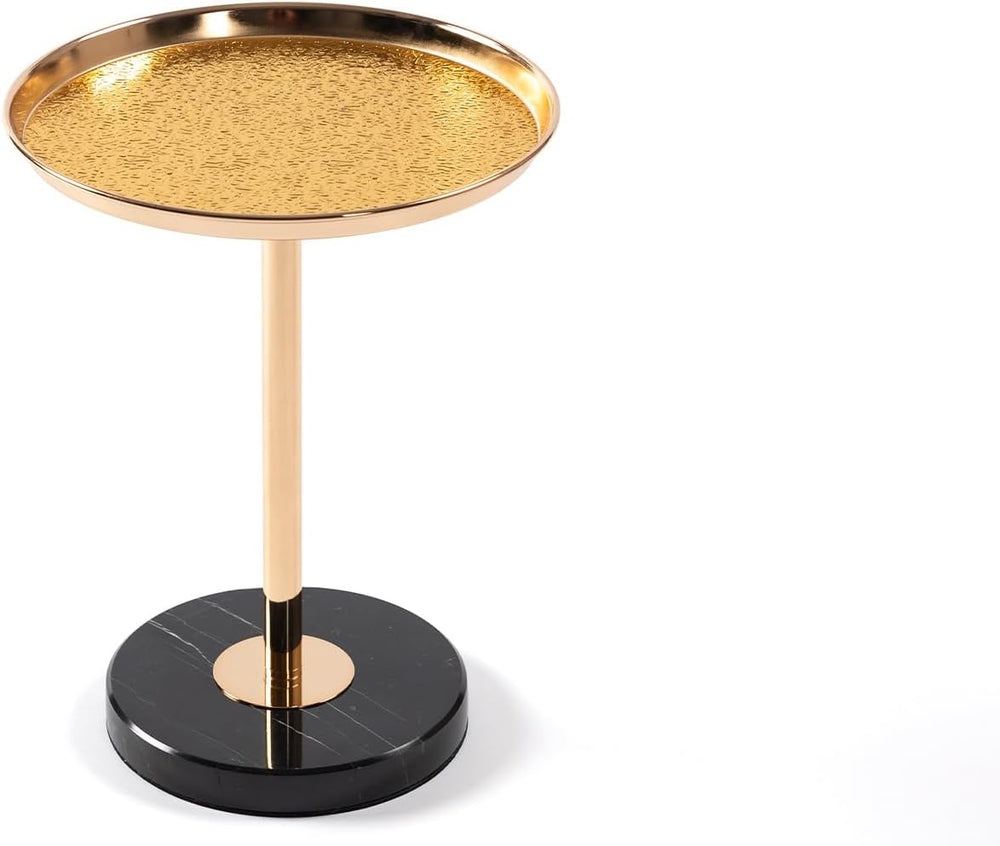 Adjustable Side Table, Small Tea Martini Table, Gold, Natural Marble Decorati...