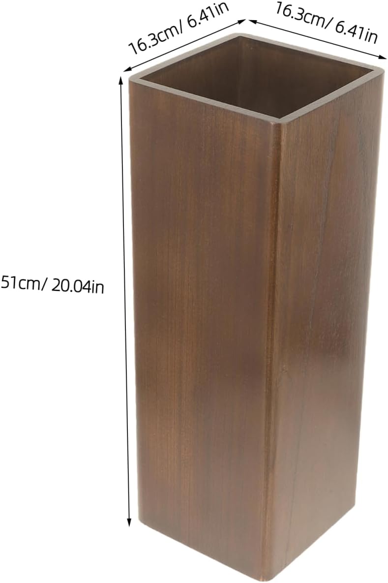 OUNONA Solid Wood Umbrella Stand Elegant Entryway Organizer for Indoor and Outdoor Use Heavy Duty Umbrella Holder for Lobbies Dark Walnut