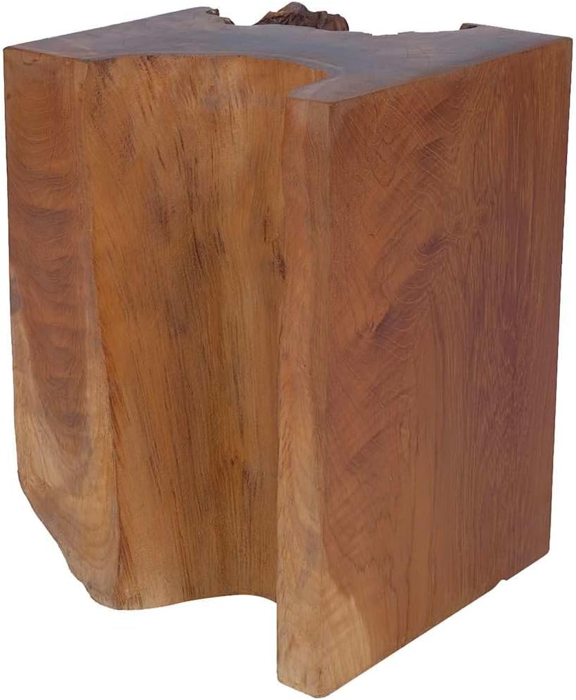 Rustic Stool Solid Teak Wood End Side Table, Small Wooden Stool, Plant Stand,...