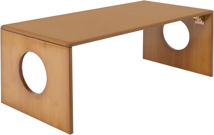 31.5in Folding Floor Coffee Table, Bamboo Low Height Foldable Table with Portable Design, Tatami Style Coffee Table for Living Room Meditation Camping Tea Room Use
