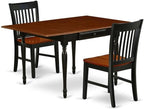 East West Furniture MZNO3-BCH-W 3 Piece Dining Table Set for Small Spaces Contains a Rectangle Dining Room Table with Dropleaf and 2 Wooden Seat Chairs, 36x54 Inch, Black & Cherry