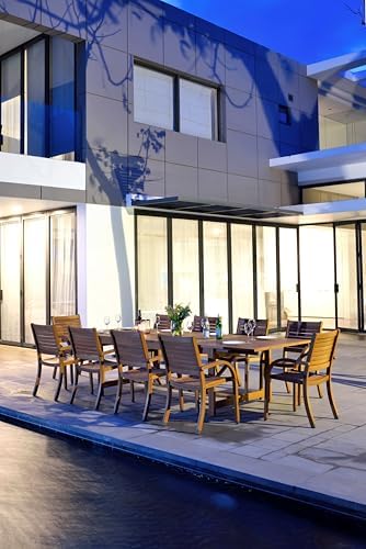 Amazonia Berlin 11-Piece Teak Finish Rectangular Extendable Patio Dining Set ...