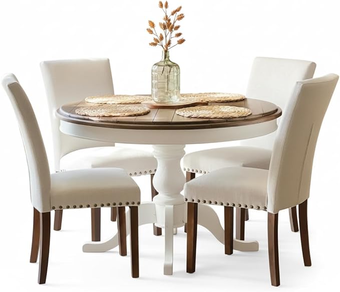 COLAMY Upholstered Parsons Dining Chairs Set of 4, Fabric Dining Room Kitchen...