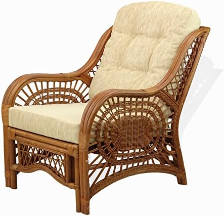 Malibu Lounge Living Accent Armchair Natural Rattan Wicker Handmade Design, C...