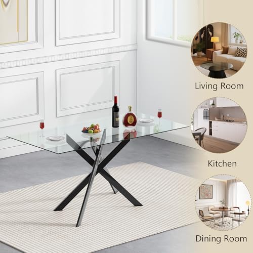 HomVent 60'' 5 Piece Rectangular Glass Dining Table Set for 4