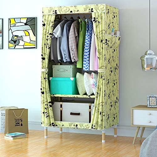 Single Simple Solid Wood Cloth Closet Assembly Wardrobe Portable Furniture Ro...
