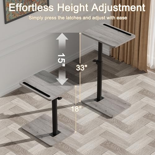YUHFERA Sofa Armrest Tray Table for Couch - 360° Swivel Height Adjustable End...