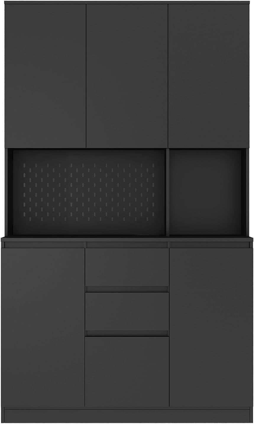 74" Kitchen Pantry Cabinet with Microwave Stand Tall Pantry Storage Cupb...