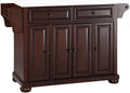 Pemberly Row Transitional Wood/Granite Kitchen Island in Mahogany