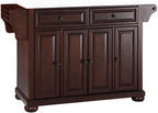 Pemberly Row Transitional Wood/Granite Kitchen Island in Mahogany