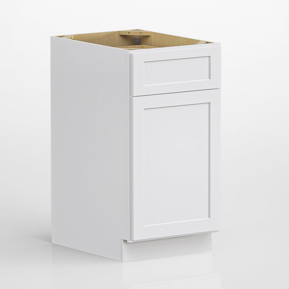 18 Inch White Shaker Kitchen Base Cabinet, RTA Plywood Box Storage with 1 Dra...
