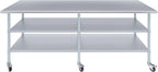 AmGood Stainless Steel Work Table with 2 Shelves and Casters | Metal Utility Table On Wheels (Stainless Steel, 96" Long x 30" Deep)