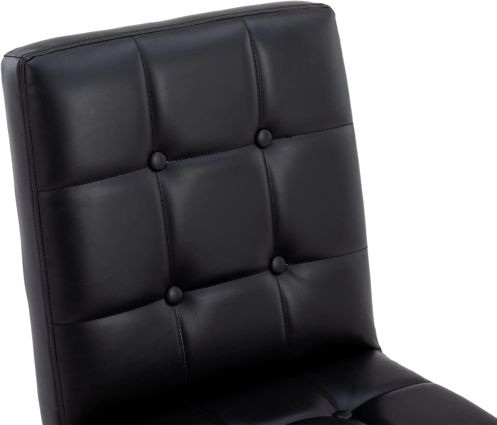 EALSON Modern Dining Chairs Set of 2, Black Leather Upholstered Seater with C...
