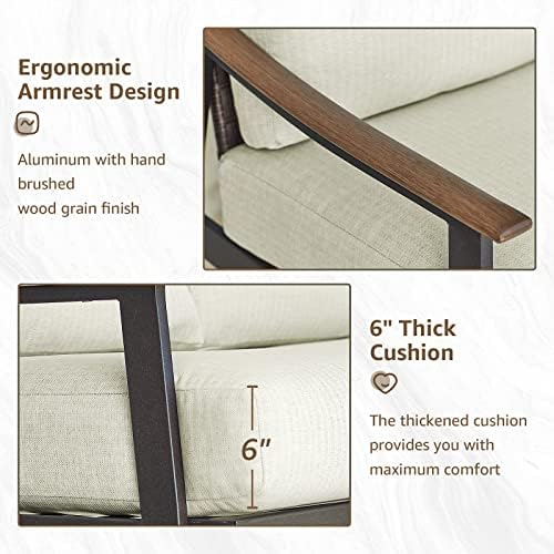 NATURAL EXPRESSIONS Patio Outdoor Chair with Ottoman, Wicker Backrest | 1 Mat...