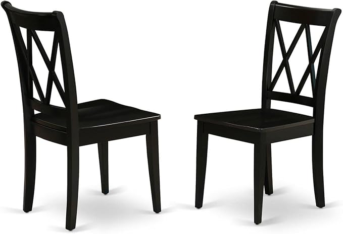 East West Furniture SHCL3-BLK-W 3 Piece Dining Table Set for Small Spaces Contains a Round Kitchen Table with Pedestal and 2 Dining Room Chairs, 42x42 Inch, Black