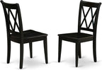 East West Furniture SHCL3-BLK-W 3 Piece Dining Table Set for Small Spaces Contains a Round Kitchen Table with Pedestal and 2 Dining Room Chairs, 42x42 Inch, Black