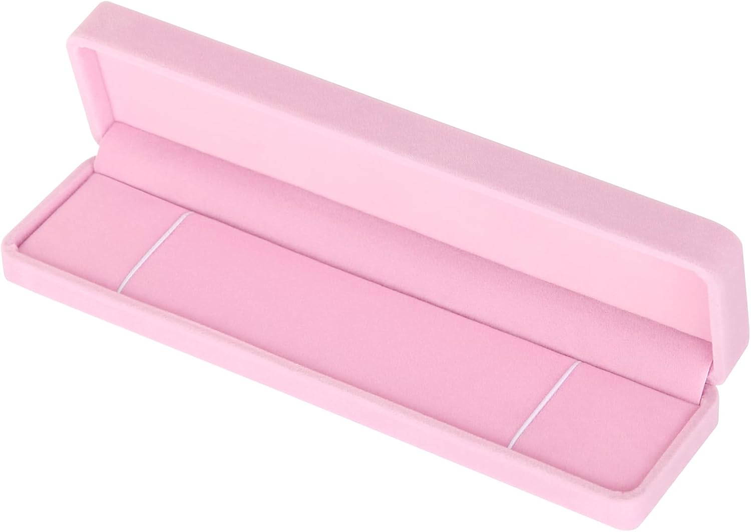 LETURE 4 Pieces Velvet Bracelet Necklace Pendant Jewelry Box, Small Long Jewelry Watch Gift Box for Proposal, Wedding, Engagement, Christmas (Pink-4PCS)