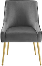 Modway Discern Pleated Back Upholstered Performance Velvet Dining Chair, Gray