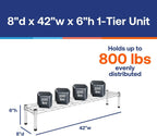 Shelving Inc. 8" d x 42" w Chrome Wire Shelving with 1 Tier Shelf, Weight Capacity 800lbs Per Shelf