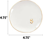 COLLECTIVE HOME - Ceramic Jewelry Tray, Decorative Trinket Dish for Rings Earrings Necklaces Bracelet Watch Keys, Birthday Mother's Day Christmas Gift for Women, 4.75", Glossy (s)