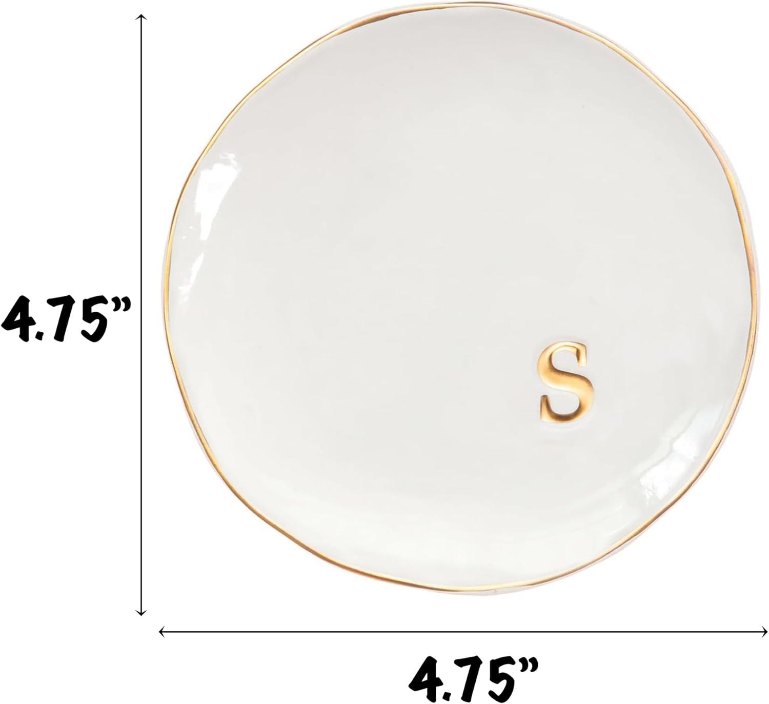 COLLECTIVE HOME - Ceramic Jewelry Tray, Decorative Trinket Dish for Rings Earrings Necklaces Bracelet Watch Keys, Birthday Mother's Day Christmas Gift for Women, 4.75", Glossy (s)