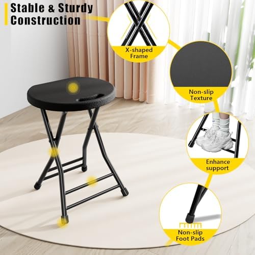 4 Pack Folding Stools with Foldable Table 6ft, Heavy Duty Dining Table and Ch...
