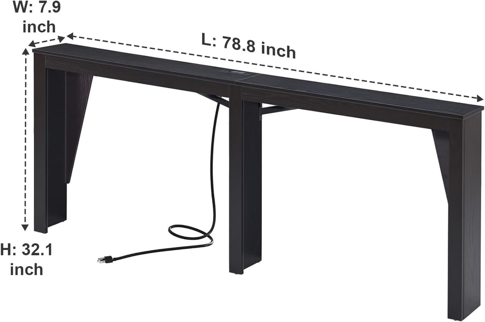 MOHOPE 78.8" Long Console Table with Power Outlets, 7.9" Narrow Sof...