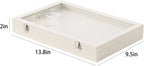 Coward Ring Organizer Jewelry Box, Beige Velvet 100 Slots Ring Display Tray Case with Transparent Glass Lid for Home Use or Store Selling Show