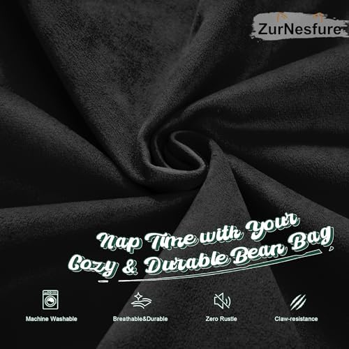 ZurNesfure Bean Bag Chair, Teardrop Large Bean Bag with Filling Black, 3FT | ...