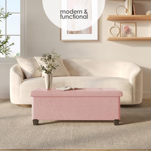 Storage Ottoman Bench with Bins, 43-in Storage Bench for Bedroom End of Bed, ...