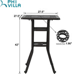 PHI VILLA Outdoor Patio Bar Tables Cast Aluminum,27.5" L x 27.5" W x 42" H | Frosted Surface Square Bar Height Bistro Table with 1.96" Umbrella Hole for Balcony Lawn Garden