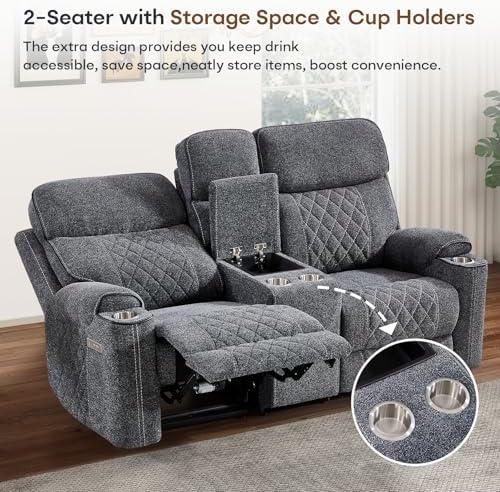 HAOMARKETS 3-Piece Recliner Sofa Set with Charging Ports, Include 2 Power Rec...