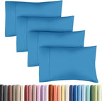 King Pillow Cases - 4 Pack - Super Soft Pillowcase Covers - Envelope Enclosure - Hotel Quality Pillow Protectors - Wrinkle Free, Shrink & Stain Resistant - Machine Washable - 20" x 40" (Denim Blue)