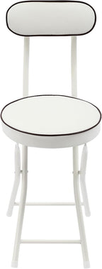 LOYALHEARTDY 4 Pcs Folding Stool, 18.9 in Cushioned Padded Folding Stool Portable Bar Stool with Back for Camping Kitchen Home Office (White)